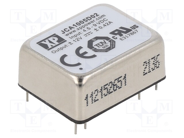 Isolated Board Mount DC/DC Converter, 2:1 Input, ITE, 2 Output, 10 W, 12 V, 420 mA, -12 V