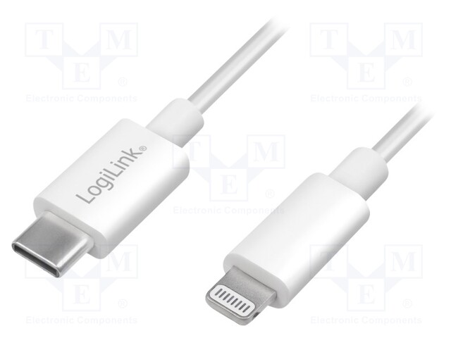 Cable; USB 2.0; Apple Lightning plug,USB C Power Delivery; 1m