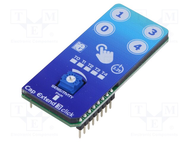 Click board; capacitive keypad; GPIO; MTCH105; 3.3VDC