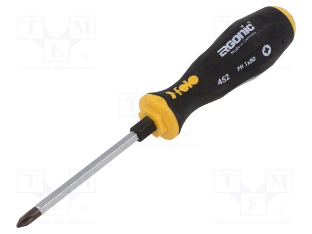 Screwdriver; Phillips; for impact; PH1; ERGONIC®; 80mm