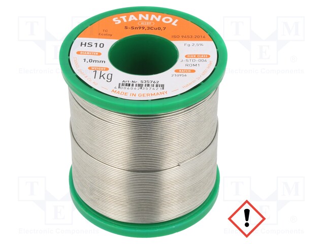 Soldering wire; Sn99Cu1; 1mm; 1kg; lead free; Package: reel; 227°C