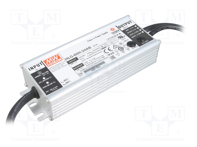 Power supply: switched-mode; LED; 60W; 24VDC; 22÷27VDC; 1.5÷2.5A