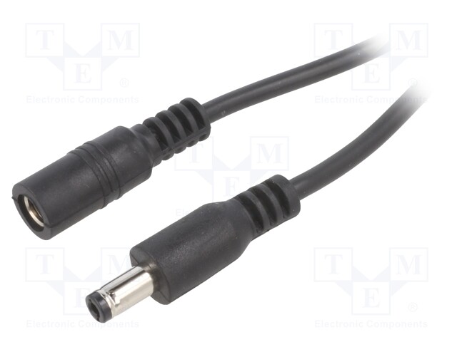 Cable; DC 5,5/2,5 plug,DC 5,5/2,5 socket; straight; 0.5mm2; 1m