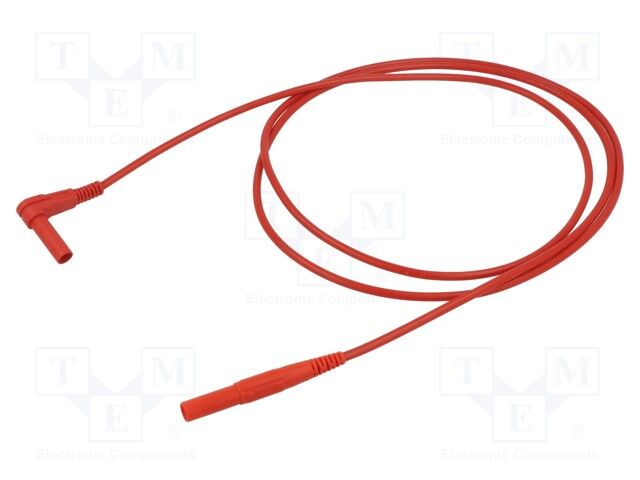 Test lead; 19A; banana plug 4mm,angular banana plug 4mm; red