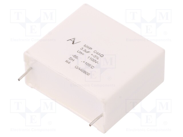 Capacitor: polypropylene; DC-Link; 3.3uF; ESR: 9.09097mΩ; C4AQ; THT