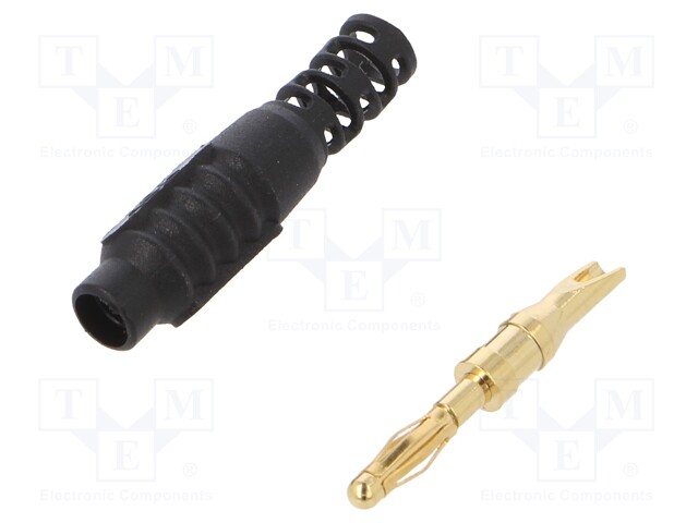 Plug; 2mm banana; 10A; 30VAC; 60VDC; black; Connection: soldering