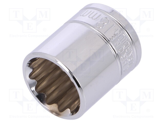 Key; twelve point socket; 18mm; 3/8"; Chrom-vanadium steel