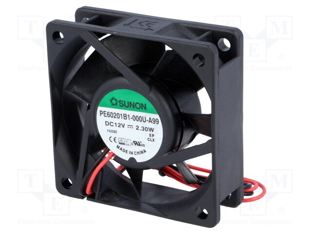 Fan: DC; axial; 12VDC; 60x60x20mm; 46.72m3/h; 39dBA; ball bearing