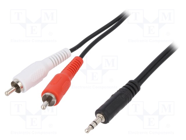 Cable; Jack 3.5mm plug,RCA plug x2; 5m; Colour: black