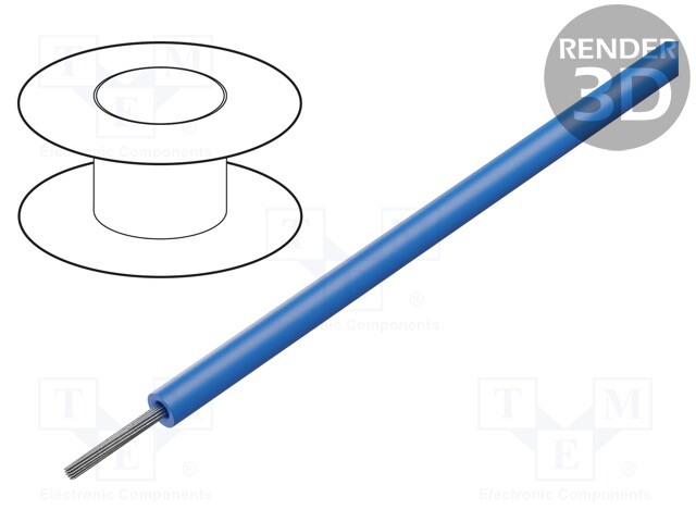 Wire; HookUp Wire Teflon; stranded; Cu; 20AWG; blue; PTFE; 600V