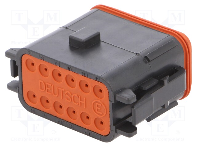 Connector: wire-wire; DT; plug; female; PIN: 12; IP68; Locking: latch