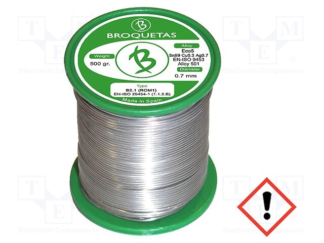 Soldering wire; Sn99Ag0,3Cu0,7; 0.7mm; 0.5kg; lead free