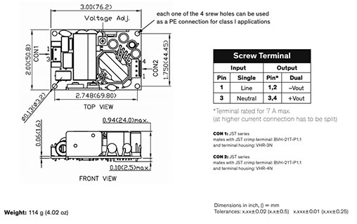 Power supply: switched-mode; 40W; 120÷370VDC; 85÷264VAC; OUT: 1