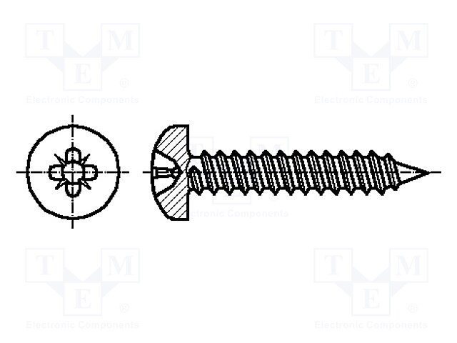 Screw; 2,2x9,5; Head: cheese head; Pozidriv; A2 stainless steel