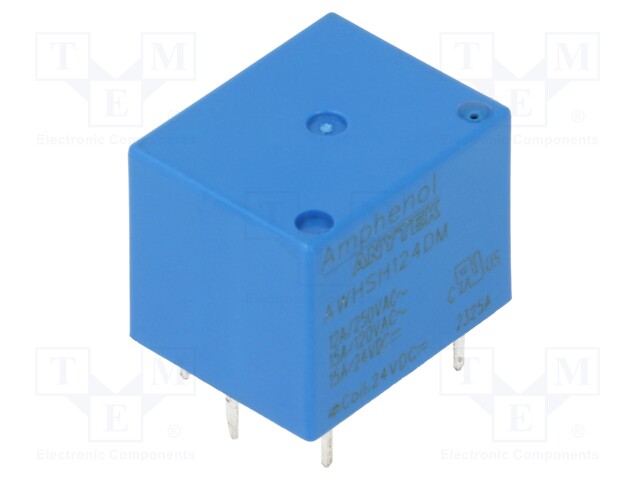 Relay: electromagnetic; SPST-NO; Ucoil: 24VDC; 15A; 12A/250VAC