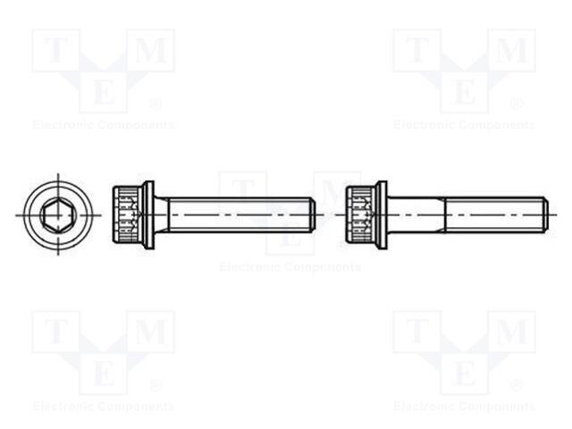 Screw; with flange; M6x30; Head: knurled,cheese head; imbus; steel