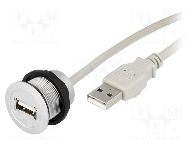 USB socket; 22mm; har-port; -25÷70°C; Ø22.3mm; IP20; Colour: silver