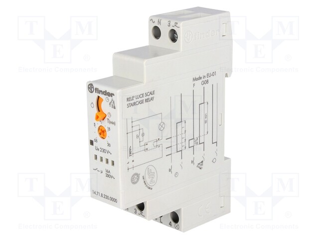 Staircase timer; IP20; 230VAC; SPST-NO; DIN; 16A; -10÷60°C