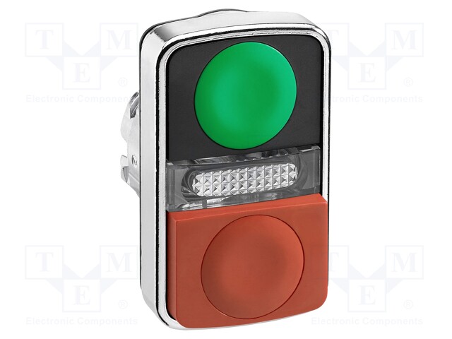 Switch: double; Stabl.pos: 1; 22mm; green/red; IP66; Pos: 2; Ø22mm