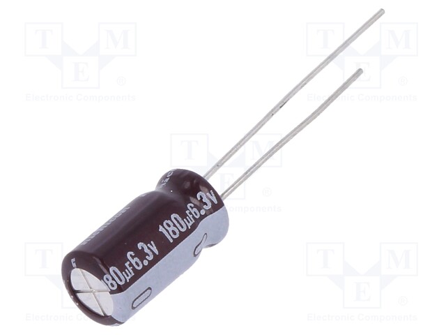 Capacitor: electrolytic; low impedance; THT; 180uF; 6.3VDC; ±20%