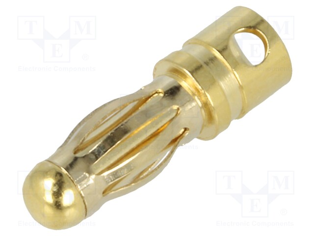 Plug; 4mm banana; 32A; Contacts: brass gold plated; 0.45mΩ; 12AWG