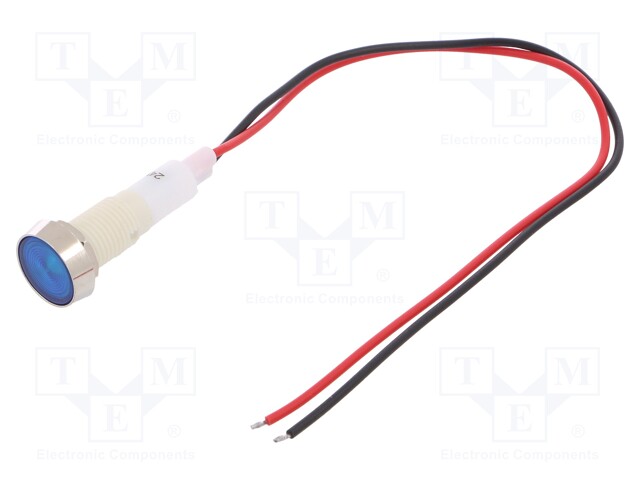 Indicator: LED; flat; 24VDC; 24VAC; Cutout: Ø10mm; 200mm leads