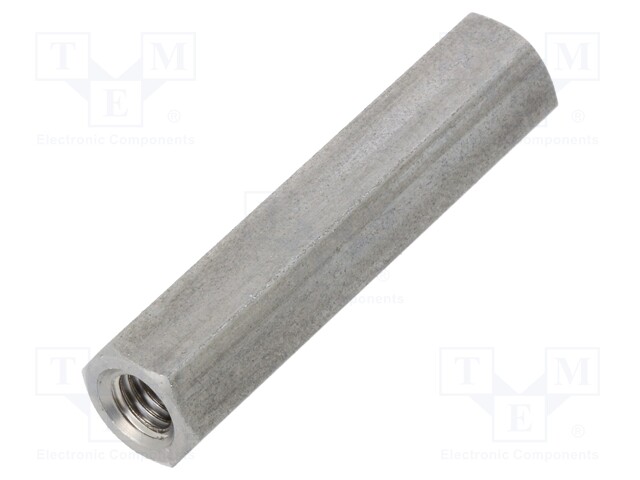 Screwed spacer sleeve; Int.thread: M6; 45mm; hexagonal