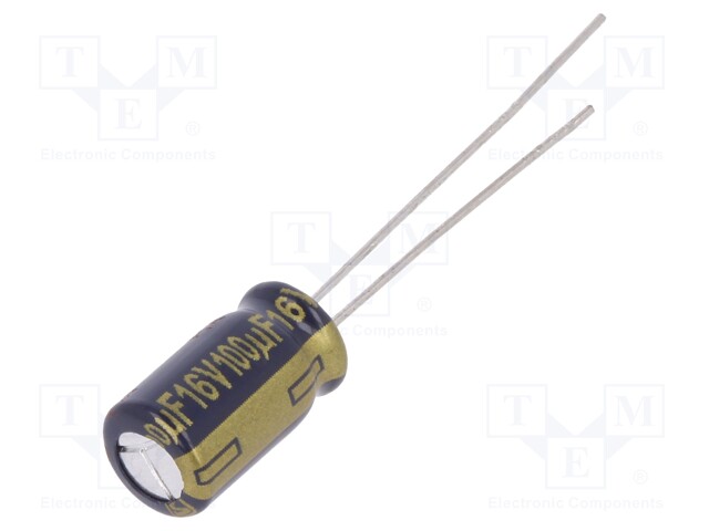 Capacitor: electrolytic; low impedance; THT; 100uF; 16VDC; ±20%