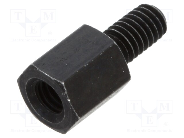 Screwed spacer sleeve; 8mm; Int.thread: M4; Ext.thread: M4; steel