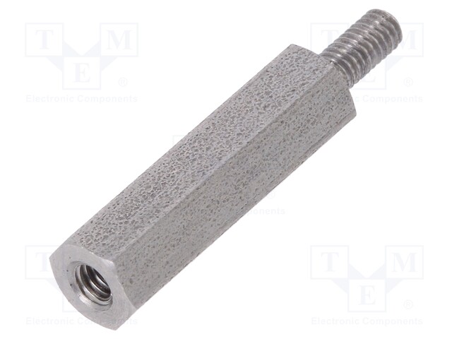 Screwed spacer sleeve; Int.thread: M2,5; 18mm; Ext.thread: M2,5