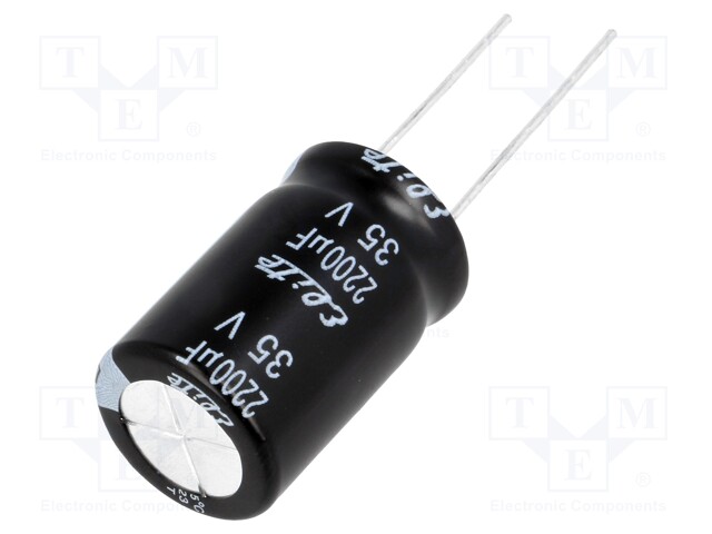 Capacitor: electrolytic; THT; 2200uF; 35VDC; Ø16x25mm; Pitch: 7.5mm