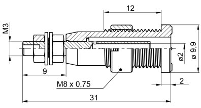 Connector: 2mm banana; socket; 10A; 1kV; 31mm; green; M3,screw