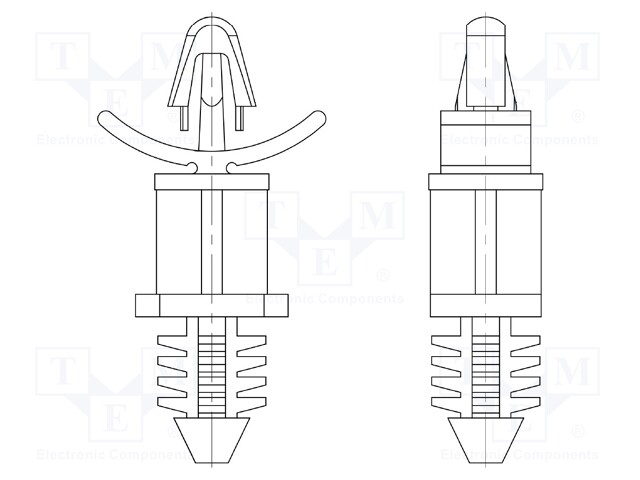 PCB distance; polyamide 66; L: 12.7mm; ribbing rod,snap fastener