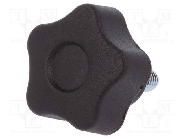 Knob; Dia: 25mm; M5; 10mm; H: 19mm; technopolymer (PA); black