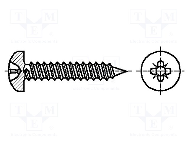 Screw; 3,5x16; Head: cheese head; Pozidriv; A2 stainless steel