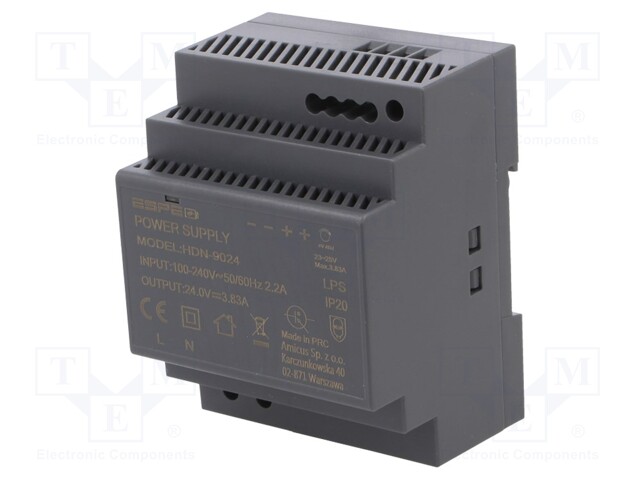 Power supply: switched-mode; 90W; 24VDC; 3.83A; 100÷240VAC; 246g