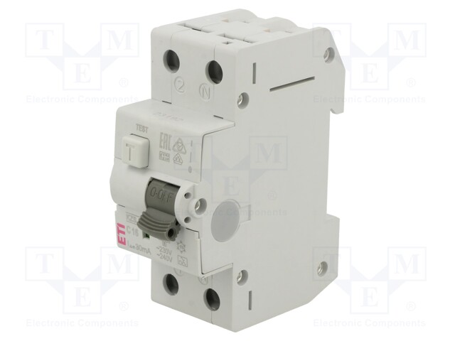 RCBO breaker; Inom: 16A; Ires: 30mA; Poles: 2; 230/400VAC; DIN; IP20