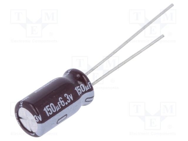 Capacitor: electrolytic; low impedance; THT; 150uF; 6.3VDC; ±20%