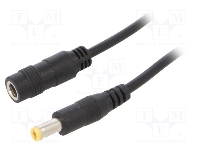 Cable; DC 5,5/2,1 plug,DC 5,5/2,1 socket; straight; 0.5mm2; 1.5m