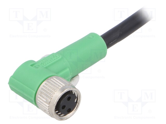 Connection lead; M8; PIN: 3; angled; 10m; plug; 250VAC; 4A; -25÷90°C