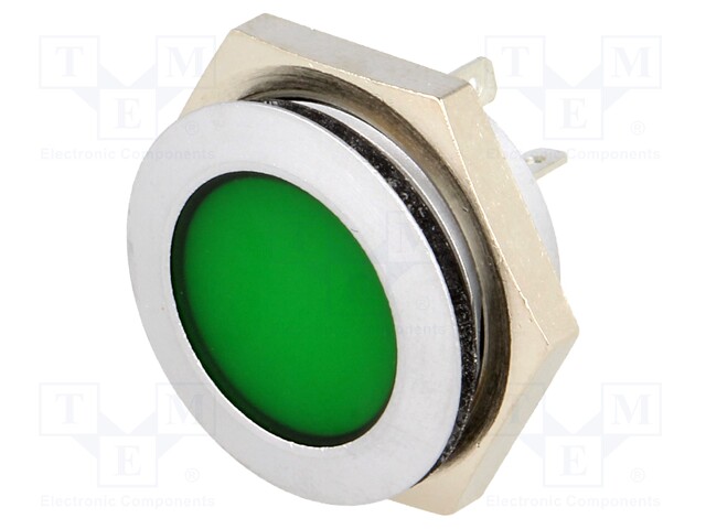 Indicator: LED; flat; 24÷28VDC; Cutout: Ø22mm; IP67; metal