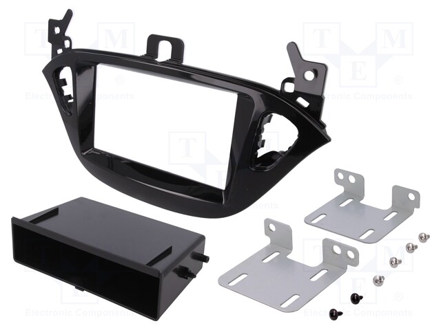 Radio mounting frame; Opel; 2 DIN; black gloss