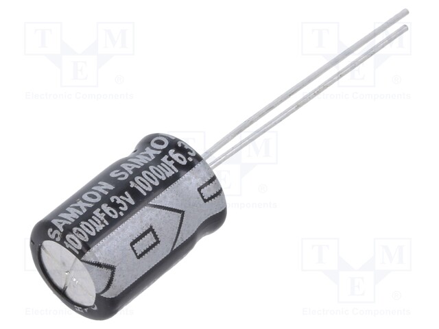 Capacitor: electrolytic; THT; 1mF; 6.3VDC; Ø8x12mm; ±20%; -40÷105°C