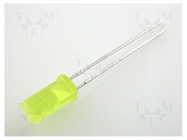 LED; 5mm; yellow; 1÷4mcd; 100°; Front: flat