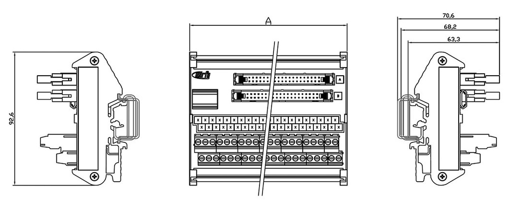 Transition module; Temp: -20÷60°C; W: 83.5mm; D: 70.6mm; H: 92.6mm