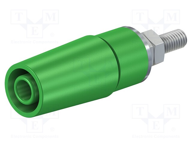 Socket; 4mm banana; 32A; 1kV; green; nickel plated; insulated