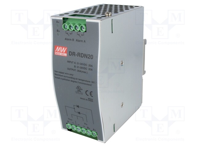 Module: redundancy; 24VDC; 21÷28VDC; 20A; 21÷28VDC; Mounting: DIN