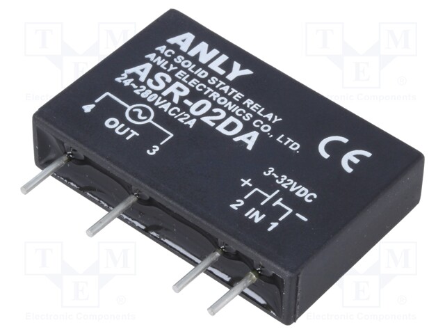 Relay: solid state; Ucntrl: 3÷32VDC; 2A; 24÷280VAC; THT; SIP