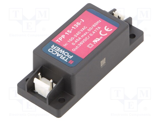 Converter: AC/DC; 15W; Uout: 36VDC; Iout: 417mA; 88%; 85÷264VAC; 48g