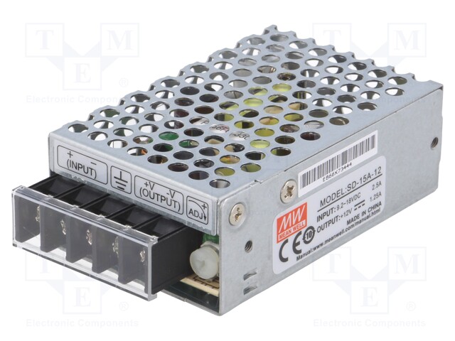 Converter: DC/DC; 15W; Uin: 9.2÷18V; Uout: 12VDC; Iout: 1.25A; 180g